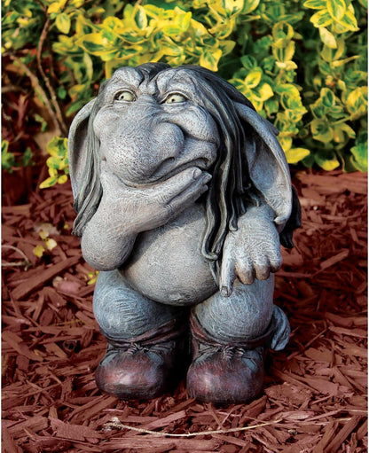 Hoomwell Resin Garden Lawn Gnome Statue Pondering Sylvester the Cynical Gnome Troll